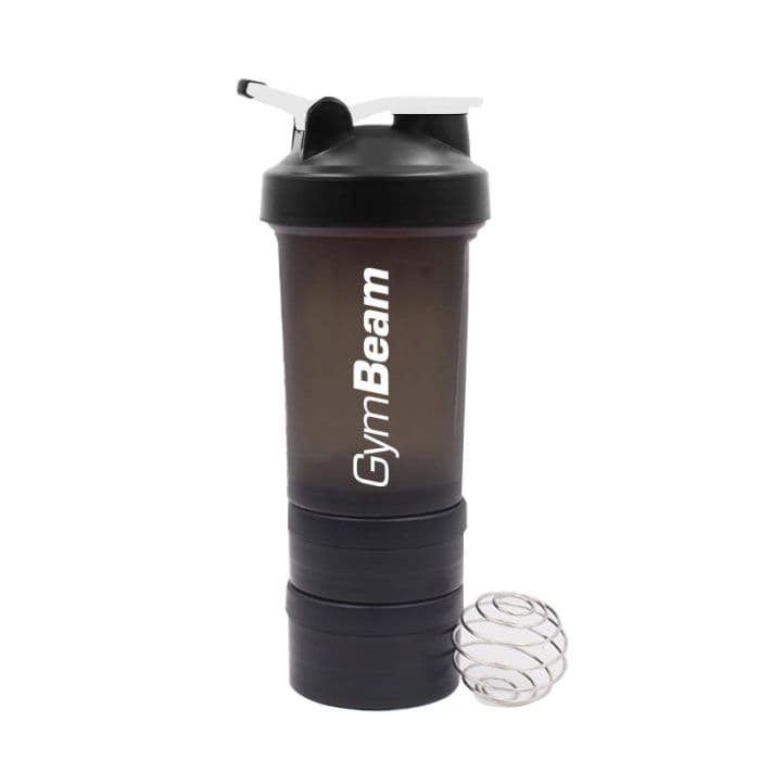 Multi-Storage Blend Bottle Shaker Black White 600 ml - GymBeam